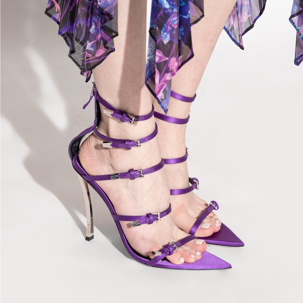 Versace Purple Pin Point Heels with Gladiator Style